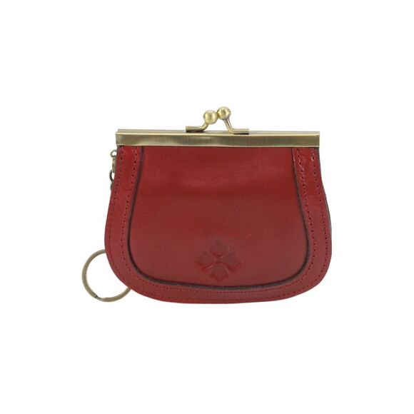 Patricia Nash Accessories - Patricia Nash Womens Metal Framed Kiss Lock Leather Logo Coin Pouch Keychain Red